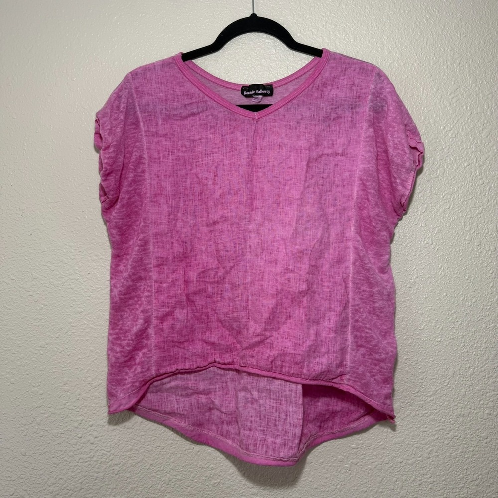 Italian Linen Top M Womens Pink Blouse Summer Italy Chic Beach BOHO
